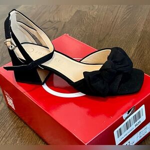 Joules Black Heeled Sandals with Bow